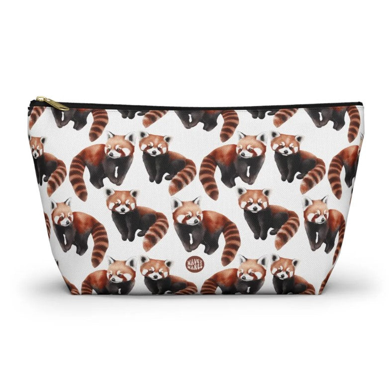 Cute Red Pandas Pattern T Bottom white Toiletry zip bag gift for raccoon lover fan wild animal him her aesthetic cosmetic travel drugs storage case accessory pouch makeup pencil waveywares wavey wares wavywares wavy wares