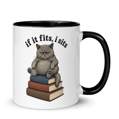 If It Fits I Sits Funny Cat Mug