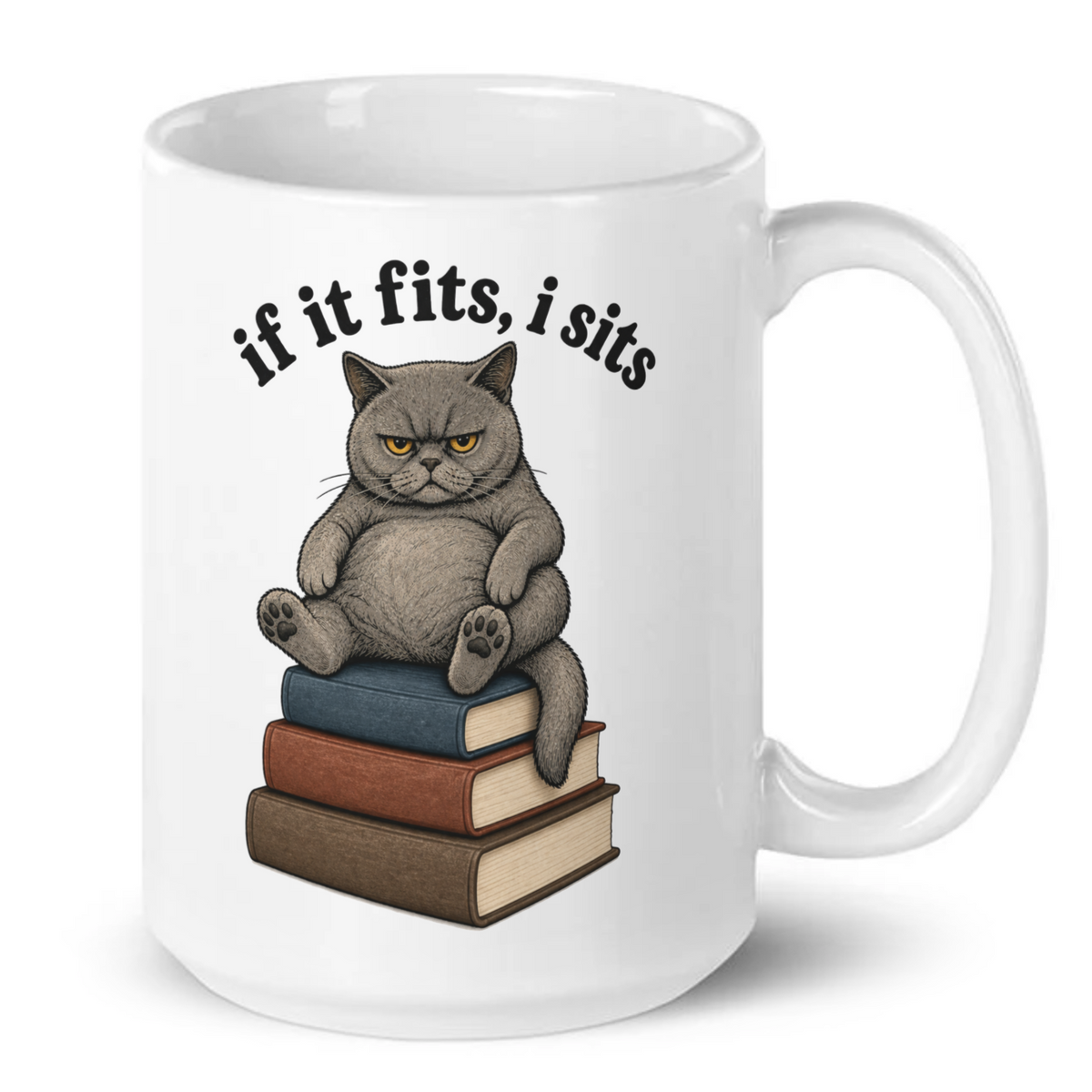 If It Fits I Sits Funny Cat Mug
