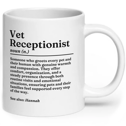 Personalised Vet Receptionist Definition Mug