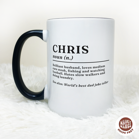 WaveyWares® Personalized Name Dictionary Definition Coffee Mug