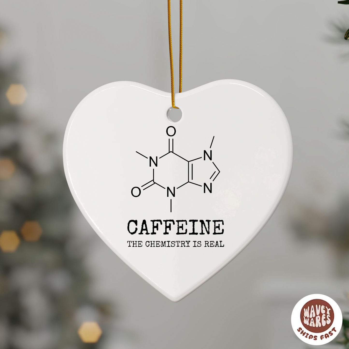 Caffeine The Chemistry Is Real Funny Science Molecule Ornament