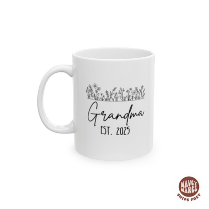 Personalized Floral Grandma Est. New Grandma Gift Coffee Mug