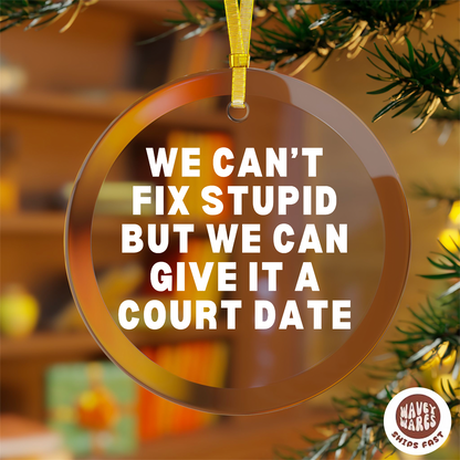 We Can't Fix Stupid But We Can Give It A Court Date Funny Lawyer Ornament