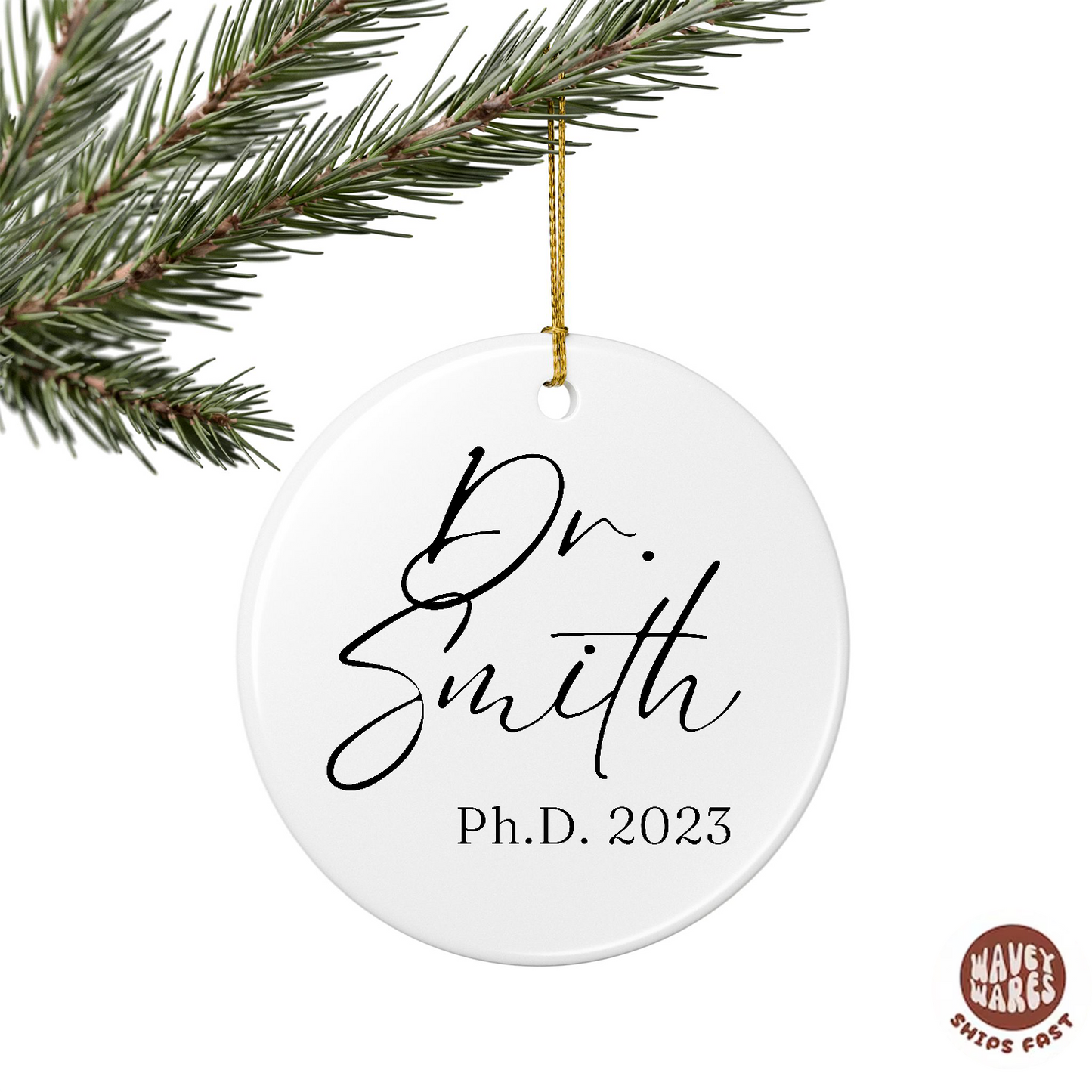 Personalized Dr Ph.D. Name Ornament