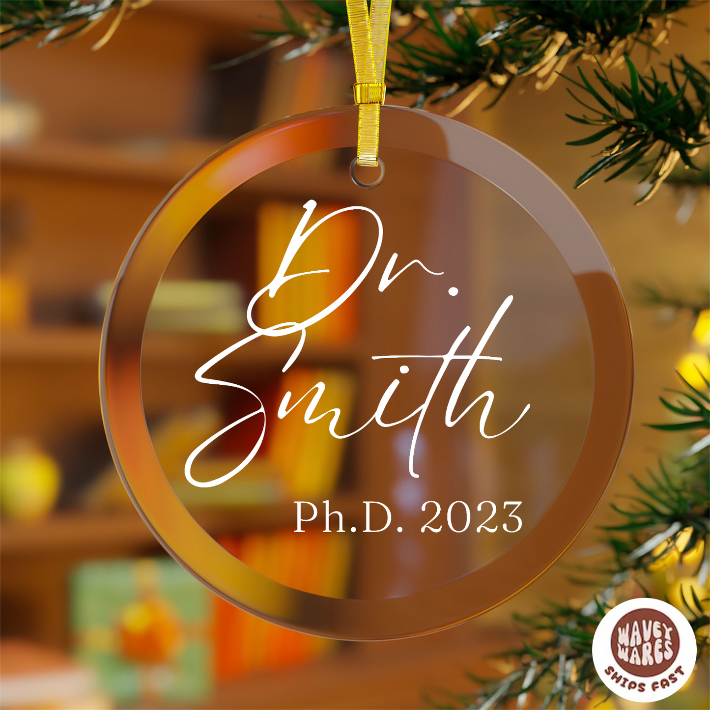 Personalized Dr Ph.D. Name Ornament