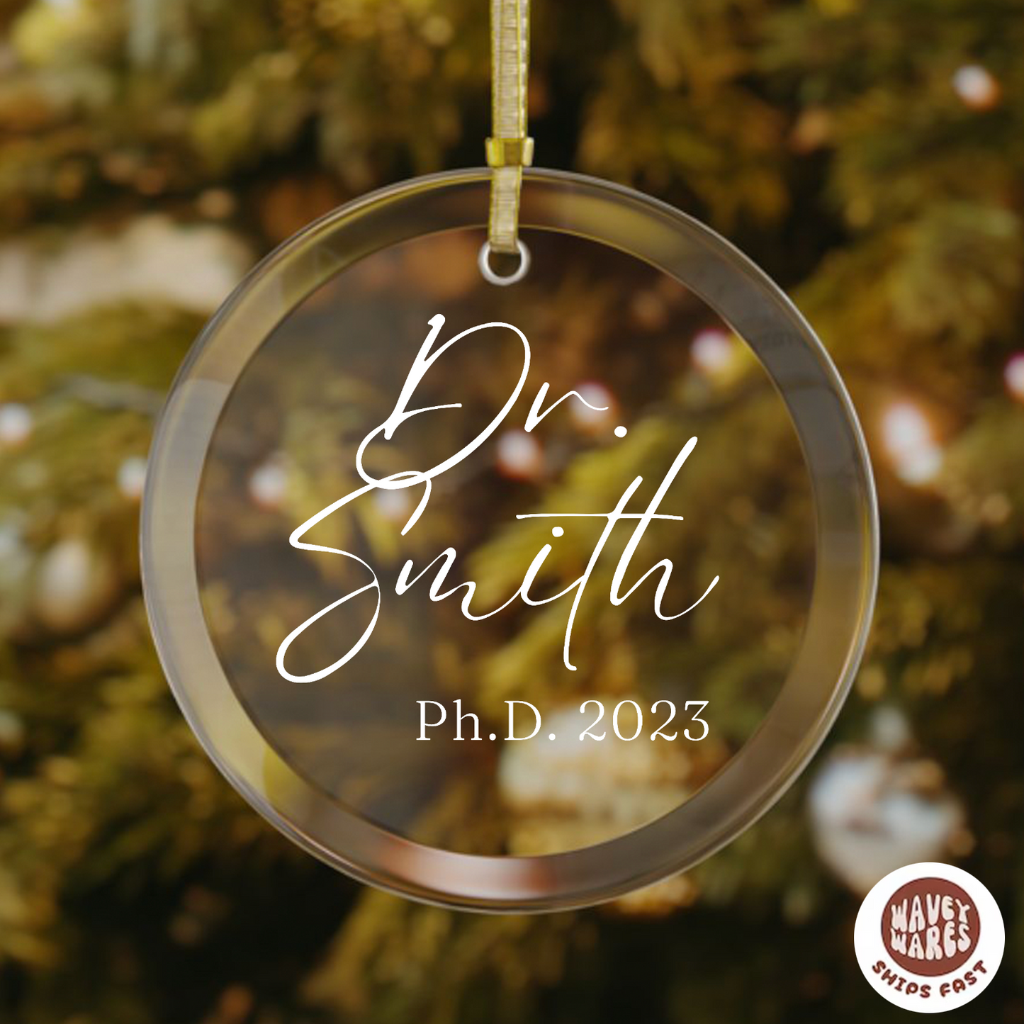 Personalized Dr Ph.D. Name Ornament