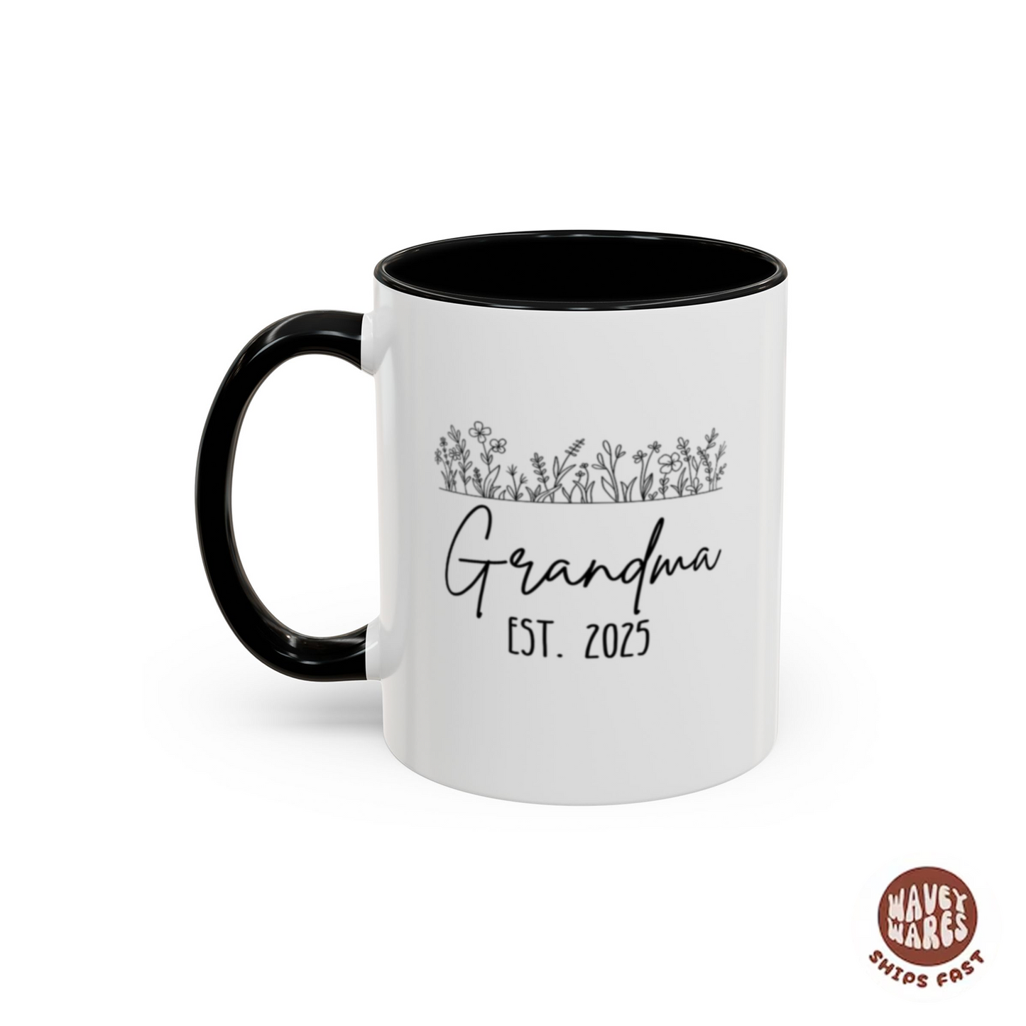 Personalized Floral Grandma Est. New Grandma Gift Coffee Mug