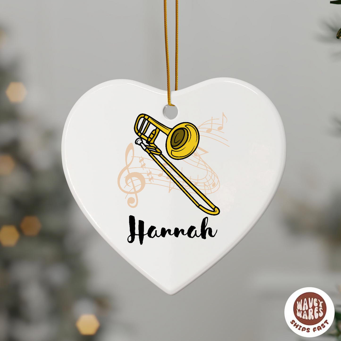 Personalized Trombone Name Ornament