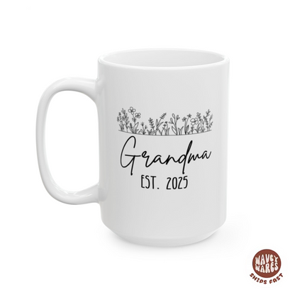 Personalized Floral Grandma Est. New Grandma Gift Coffee Mug