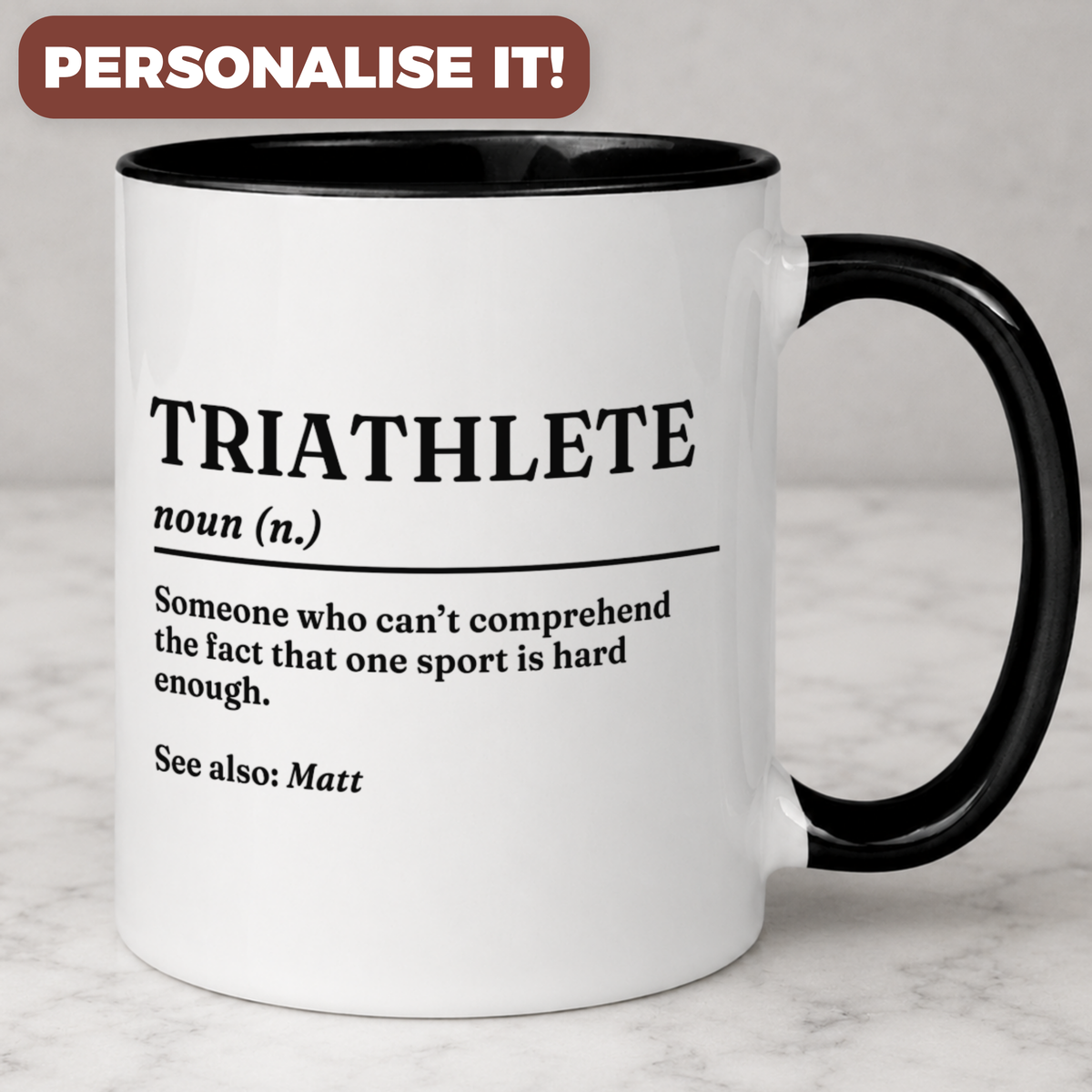 Personalised Triathlete Definition With Name Funny Coffee Mug