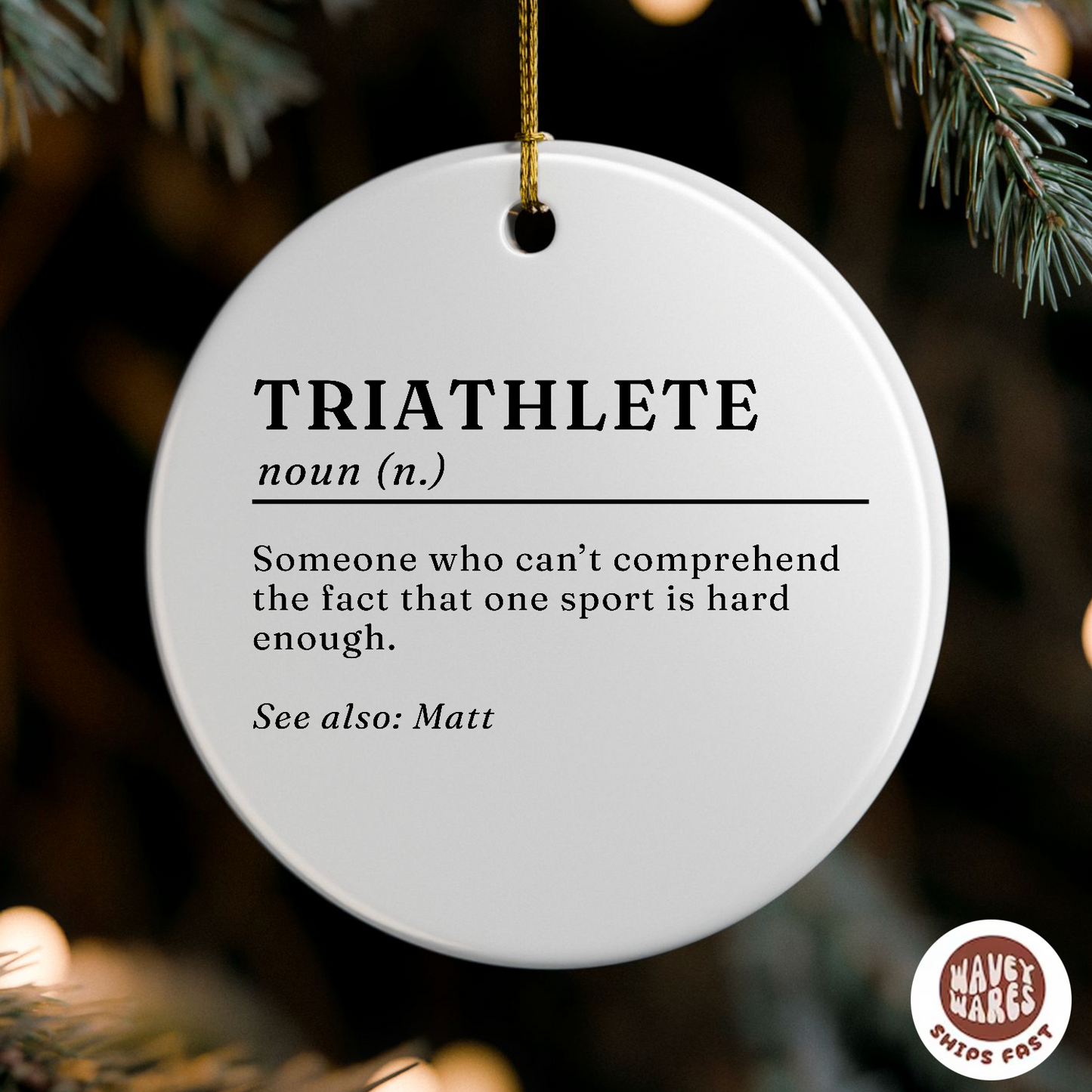 Personalized Triathlete Funny Ornament