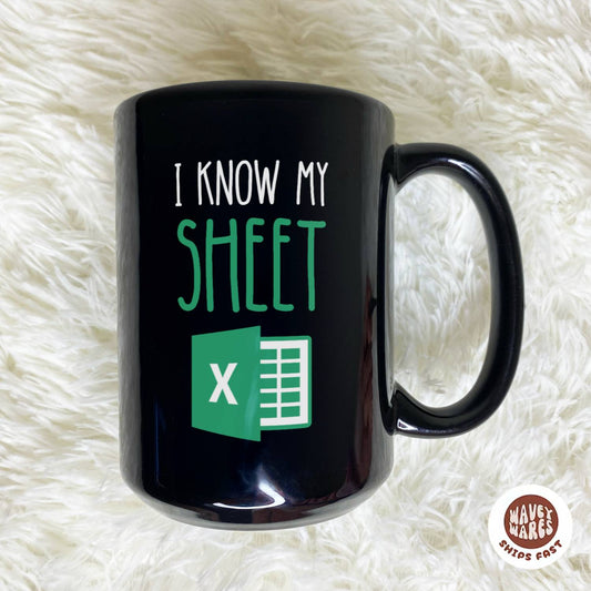 WaveyWares® I Know My Sheet Black Mug