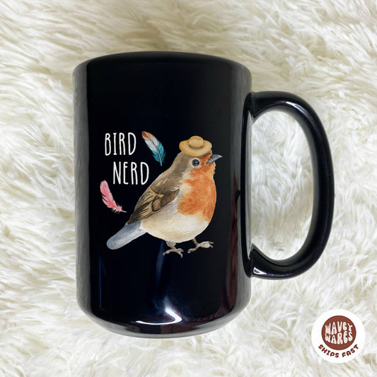 Bird Nerd Black Mug