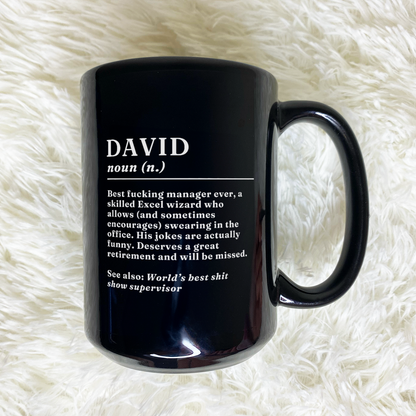 WaveyWares® Custom Name Definition Black Mug