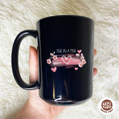 WaveyWares® Hug in a Mug Black Mug