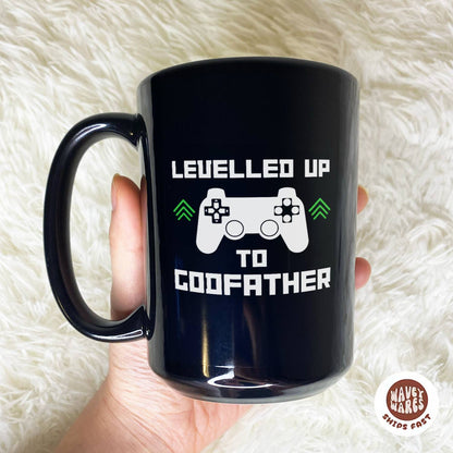 Levelled Up To Godfather Black Mug