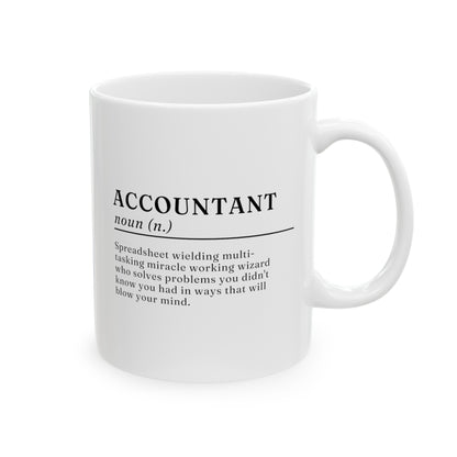 Accountant Definition 11oz white funny large coffee mug gift for accounting finance spreadsheet meaning waveywares wavey wares wavywares wavy wares