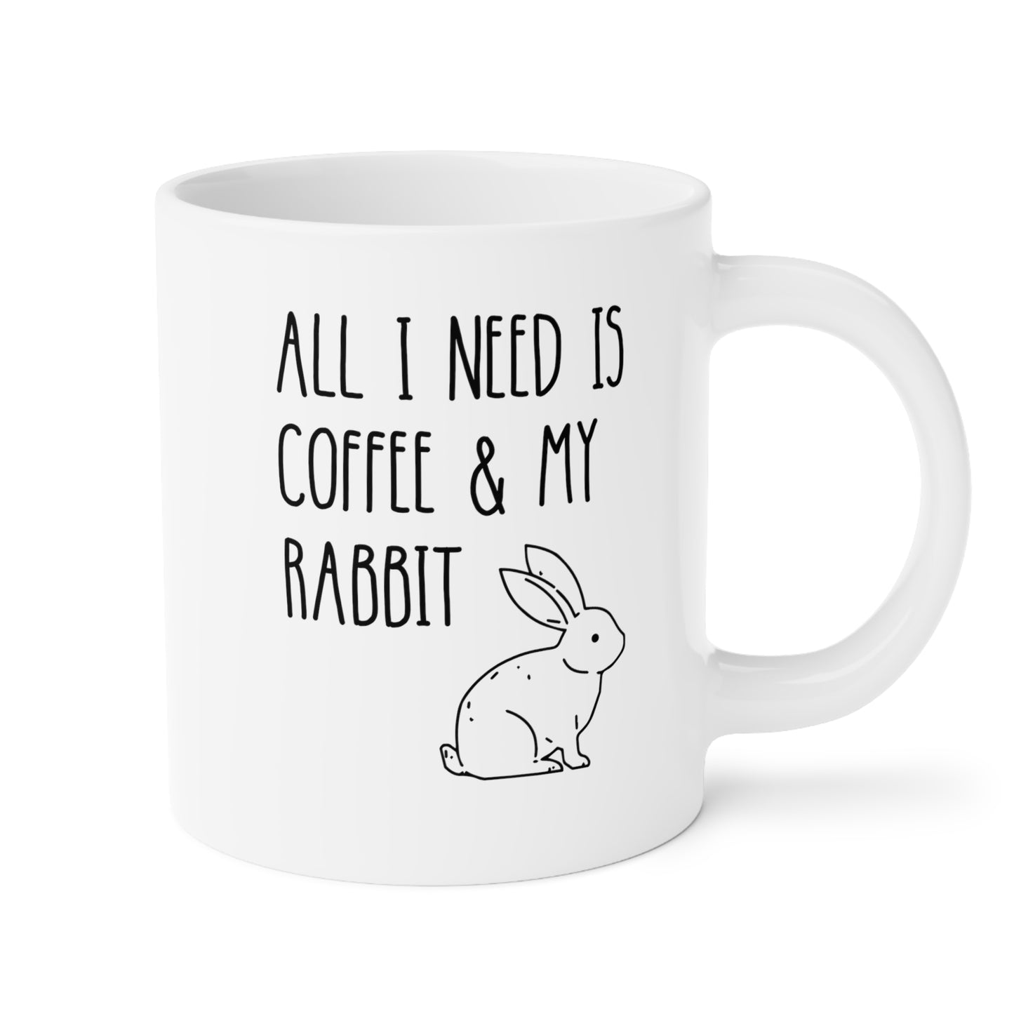 All I Need Is Coffee And My Rabbit 20oz white funny large coffee mug gift for her mom dad birthday bunny lover pet owner furparent waveywares wavey wares wavywares wavy wares