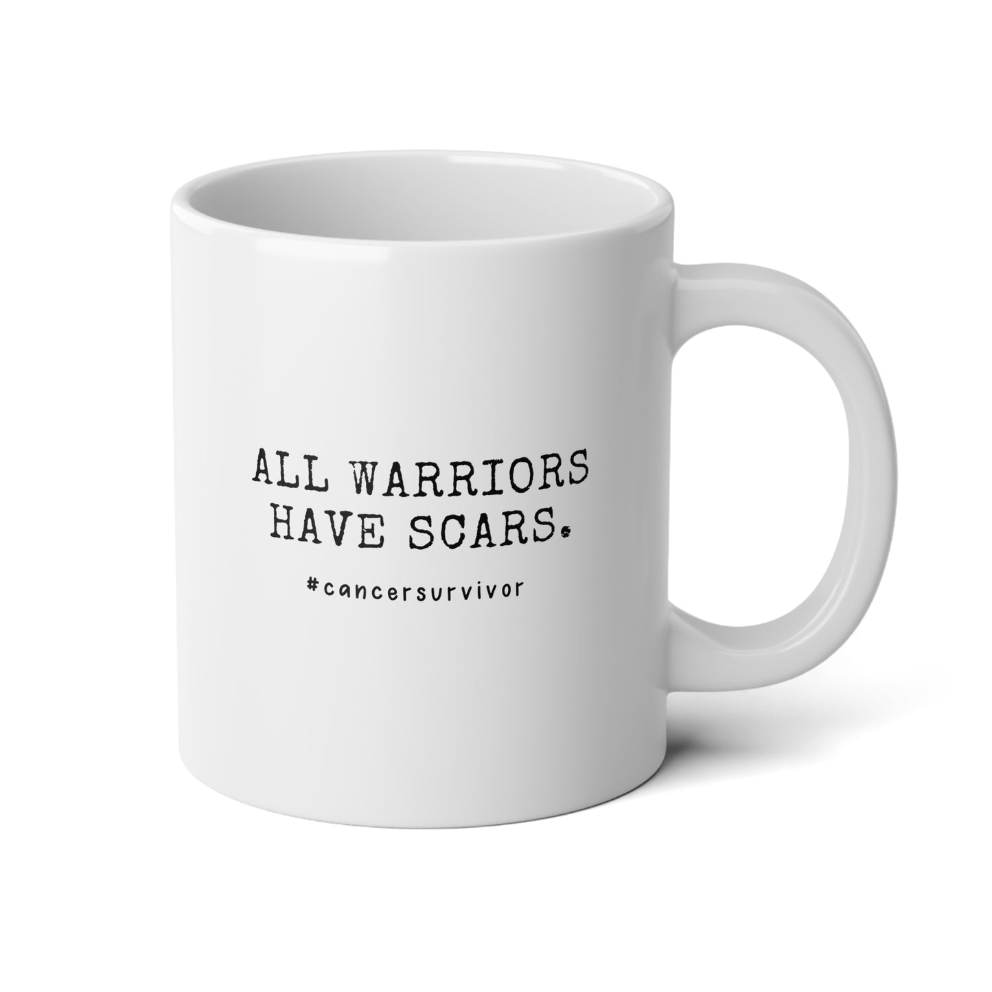 All Warriors Have Scars 20oz white funny large coffee mug gift for breast cancer survivor her motivational inspirational pink october waveywares wavey wares wavywares wavy wares