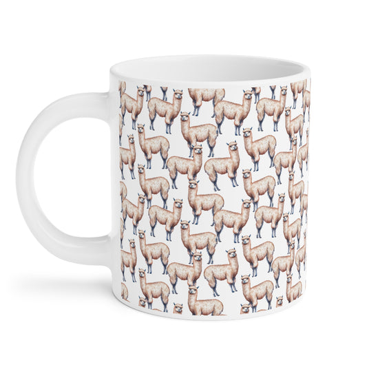 Cute Alpacas Watercolor Pattern 20oz white funny large coffee mug gift for alpaca farm south american camelid mammal herd animal lover fluffy aesthetic birthday secret santa Christmas waveywares wavey wares wavywares wavy wares