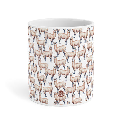 Cute Alpacas Watercolor Pattern 20oz white funny large coffee mug gift for alpaca farm south american camelid mammal herd animal lover fluffy aesthetic birthday secret santa Christmas waveywares wavey wares wavywares wavy wares side