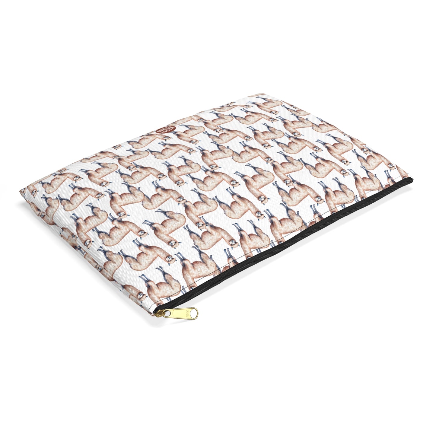 Cute Alpacas Pattern flat lay white travel zip bag gift for alpaca farm south american camelid mammal herd animal lover fluffy aesthetic birthday secret santa Christmas toiletry cosmetic drugs storage case accessory pouch makeup pencil waveywares wavey wares wavywares wavy wares