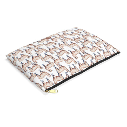 Cute Alpacas Pattern flat lay white travel zip bag gift for alpaca farm south american camelid mammal herd animal lover fluffy aesthetic birthday secret santa Christmas toiletry cosmetic drugs storage case accessory pouch makeup pencil waveywares wavey wares wavywares wavy wares