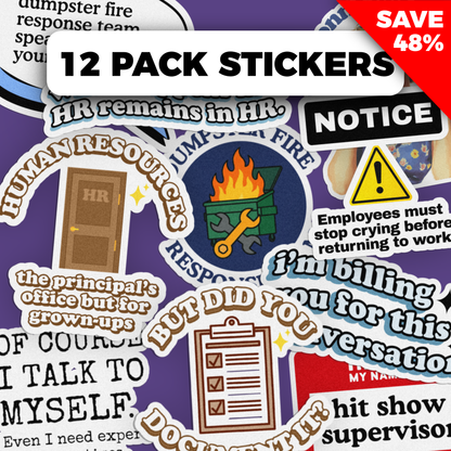 Humorous Resources Sticker 12-Pack