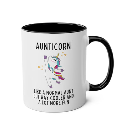 Aunticorn 11oz white with black accent funny large coffee mug gift for unicorn epic fabulous best auntie like a normal aunt but way cooler and a lot more fun waveywares wavey wares wavywares wavy wares