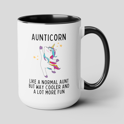 Aunticorn 15oz white with black accent funny large coffee mug gift for unicorn epic fabulous best auntie like a normal aunt but way cooler and a lot more fun waveywares wavey wares wavywares wavy wares cover