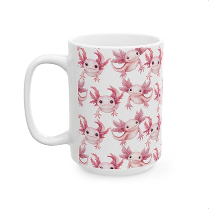 Cute Weird Axolotl Watercolor Pattern 15oz white funny large coffee mug gift for pink animal lover secret santa birthday Christmas waveywares wavey wares wavywares wavy wares