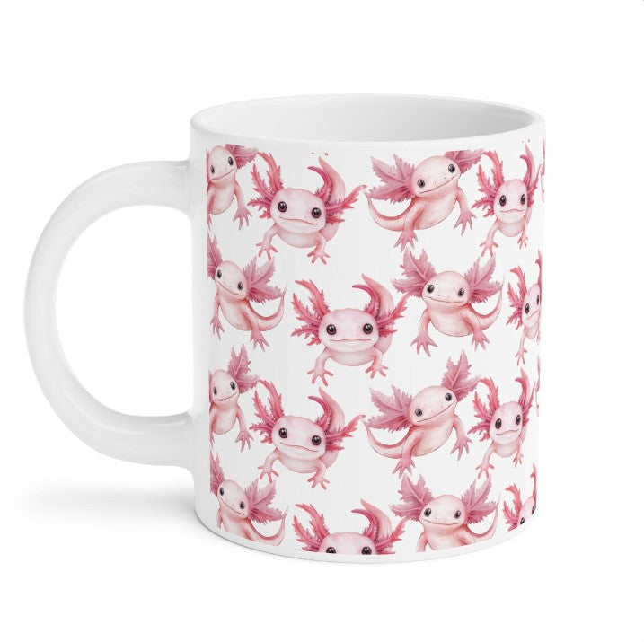 Cute Weird Axolotl Watercolor Pattern 20oz white funny large coffee mug gift for pink animal lover secret santa birthday Christmas waveywares wavey wares wavywares wavy wares