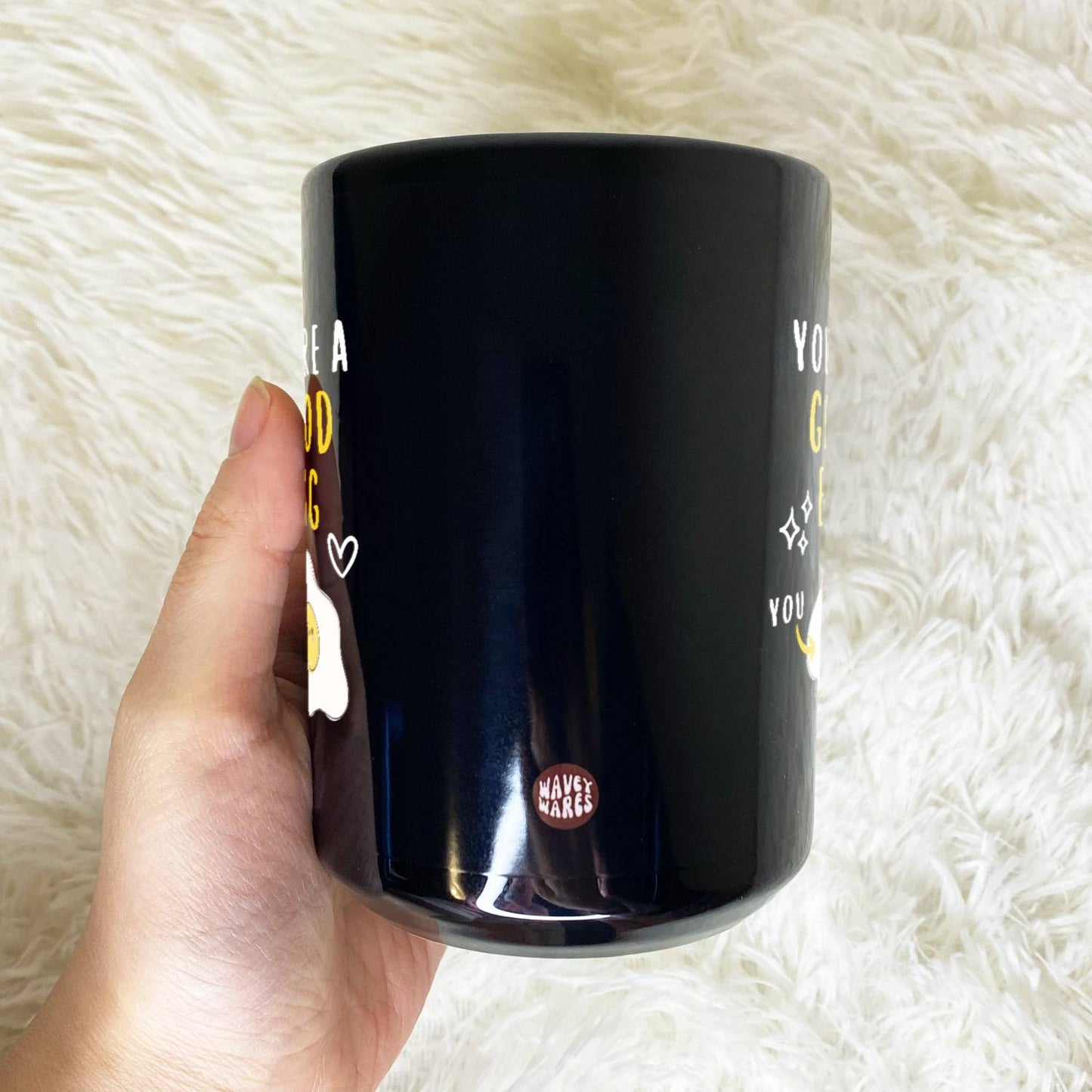 WaveyWares® You're A Good Egg Black Mug