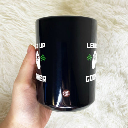Levelled Up To Godfather Black Mug