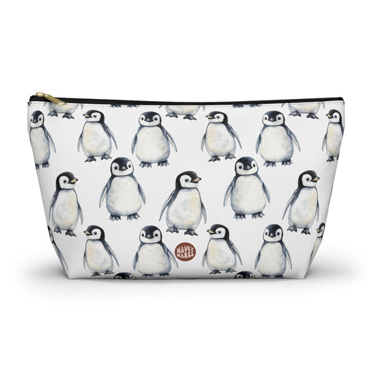 Cute Baby Penguin Chicks Pattern T Bottom white travel zip bag gift for flightless bird enthusiast animal lover secret santa birthday Christmas makeup cosmetic drugs storage case accessory pouch waveywares wavey wares wavywares wavy wares