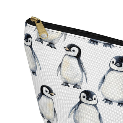 Cute Baby Penguin Chicks Pattern Zipper white travel zip bag gift for flightless bird enthusiast animal lover secret santa birthday Christmas makeup cosmetic drugs storage case accessory pouch waveywares wavey wares wavywares wavy wares