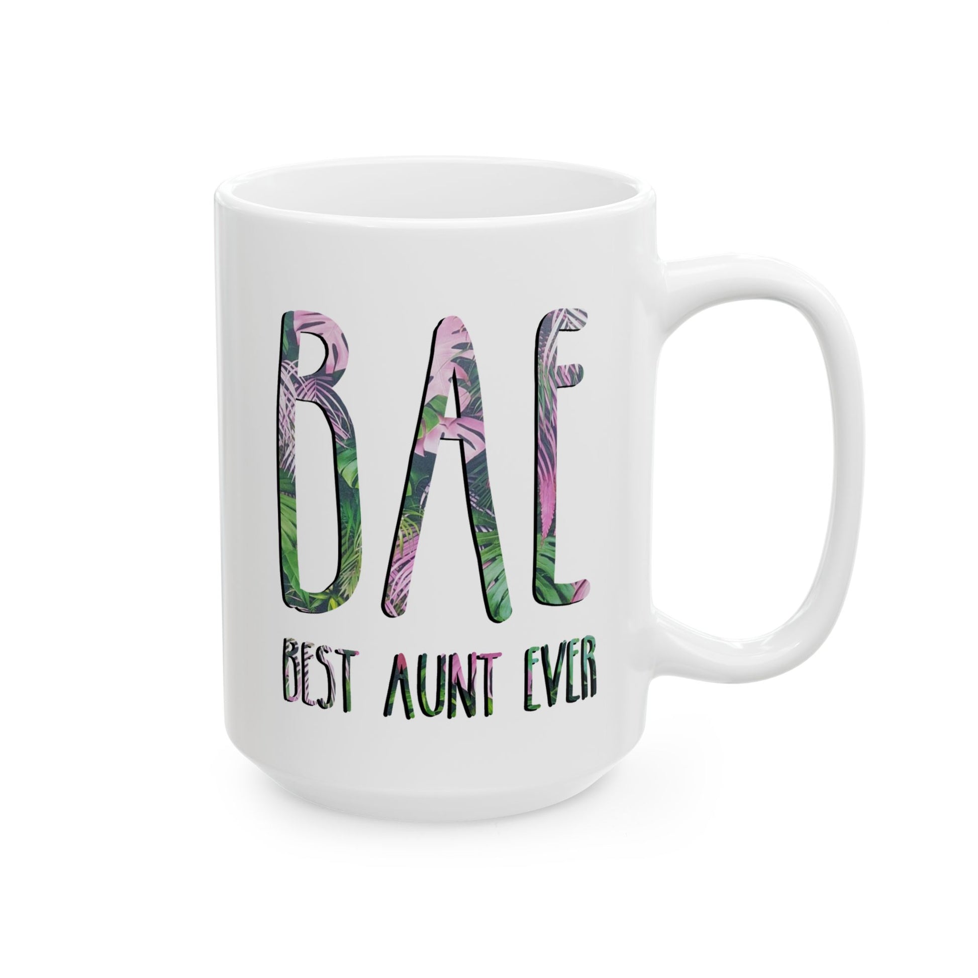 Bae Best Aunt Ever 15oz white funny large coffee mug gift for new auntie her waveywares wavey wares wavywares wavy wares