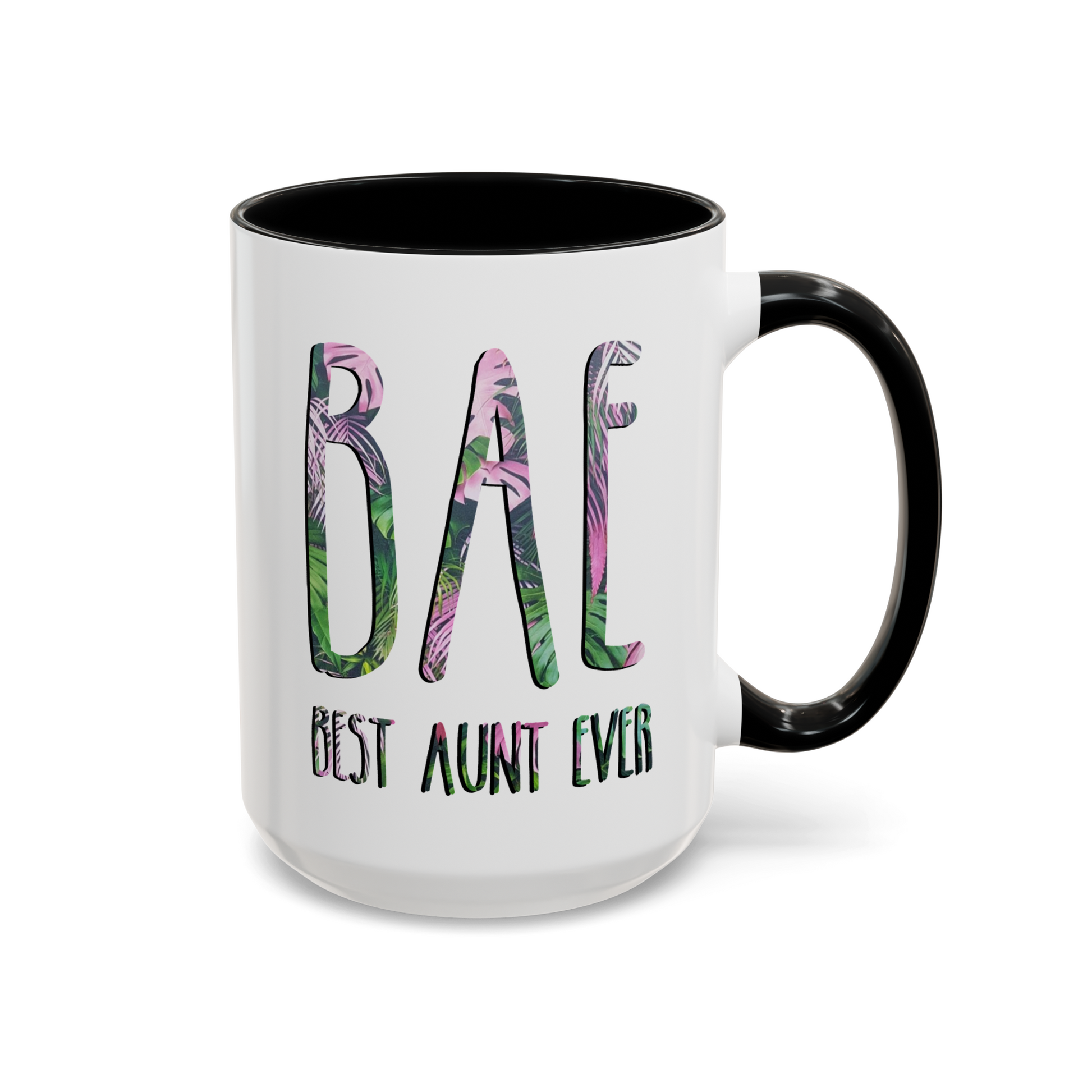 Bae Best Aunt Ever 15oz white with black accent funny large coffee mug gift for new auntie her waveywares wavey wares wavywares wavy wares