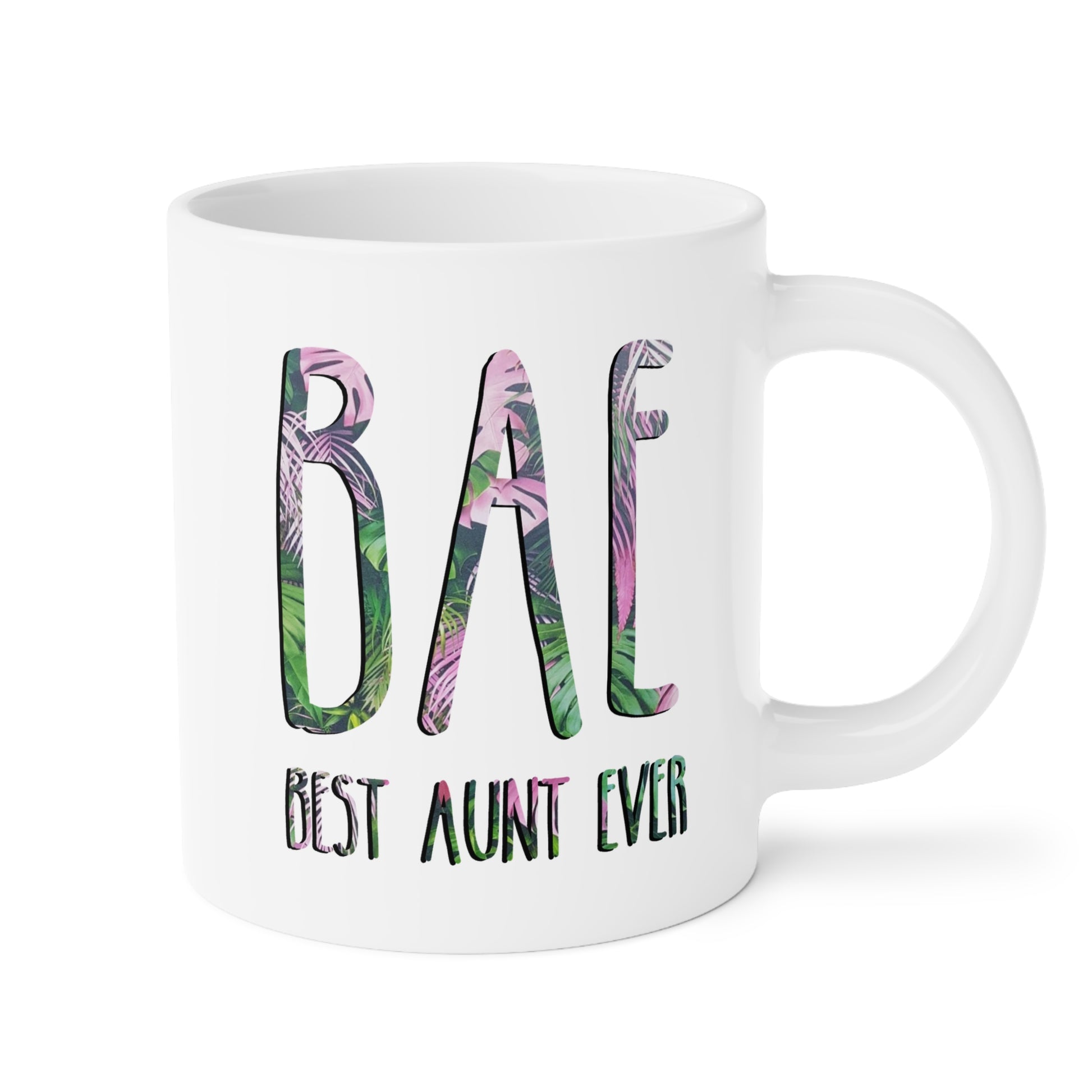 Bae Best Aunt Ever 20oz white funny large coffee mug gift for new auntie her waveywares wavey wares wavywares wavy wares