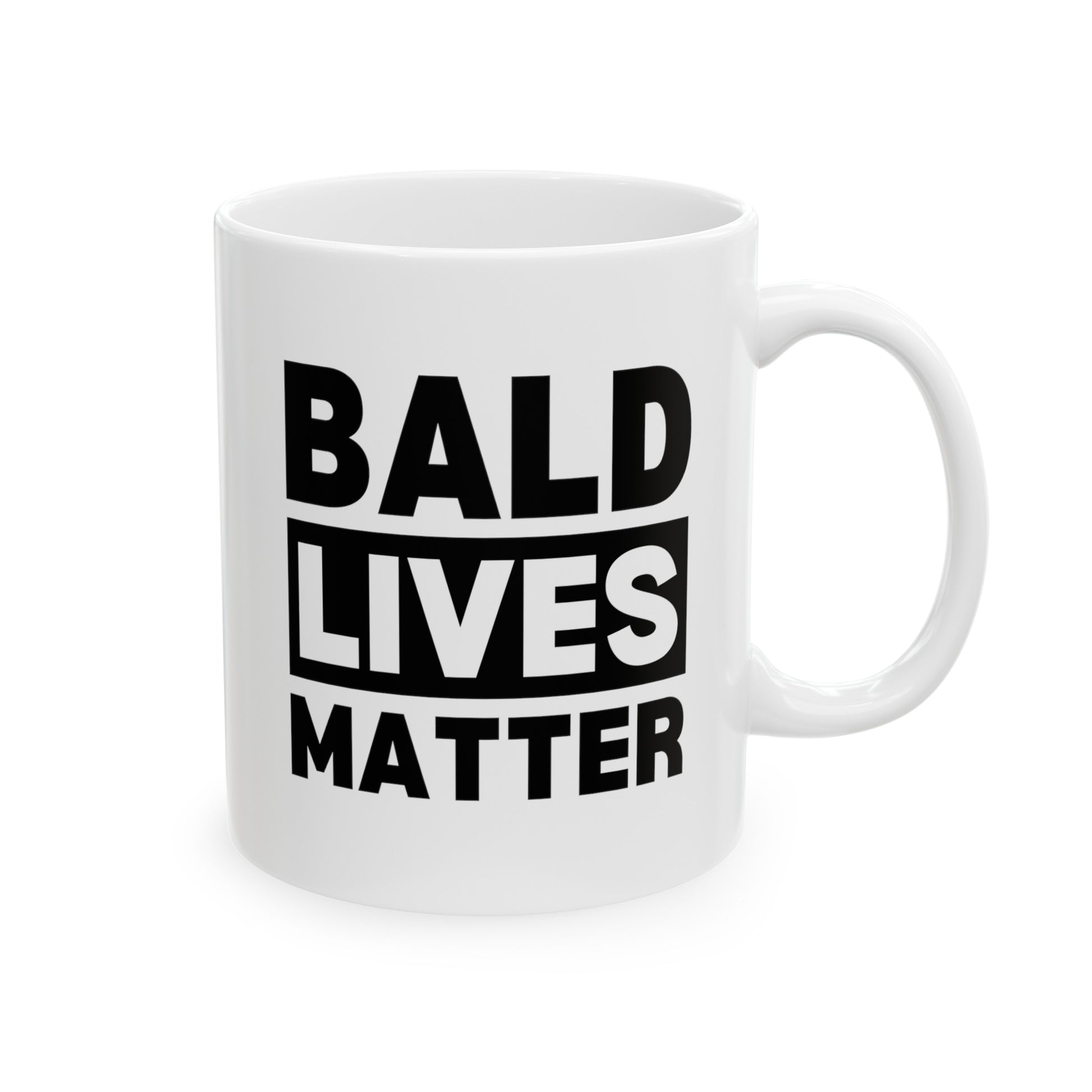 Bald Lives Matter 11oz white funny large coffee mug gift for middle aged men him baldi baldy birthday anniversary waveywares wavey wares wavywares wavy wares