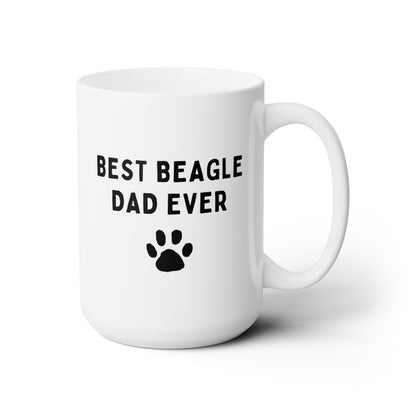 Best Beagle Dad Ever 15oz white funny large coffee mug gift for father's day him granddad dog lover pet owner furparent waveywares wavey wares wavywares wavy wares