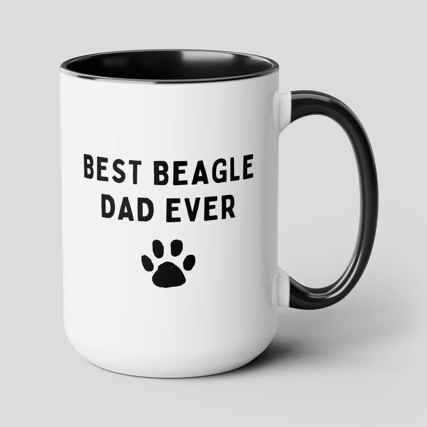 Best Beagle Dad Ever 15oz white with black accent funny large coffee mug gift for father's day him granddad dog lover pet owner furparent  waveywares wavey wares wavywares wavy wares cover