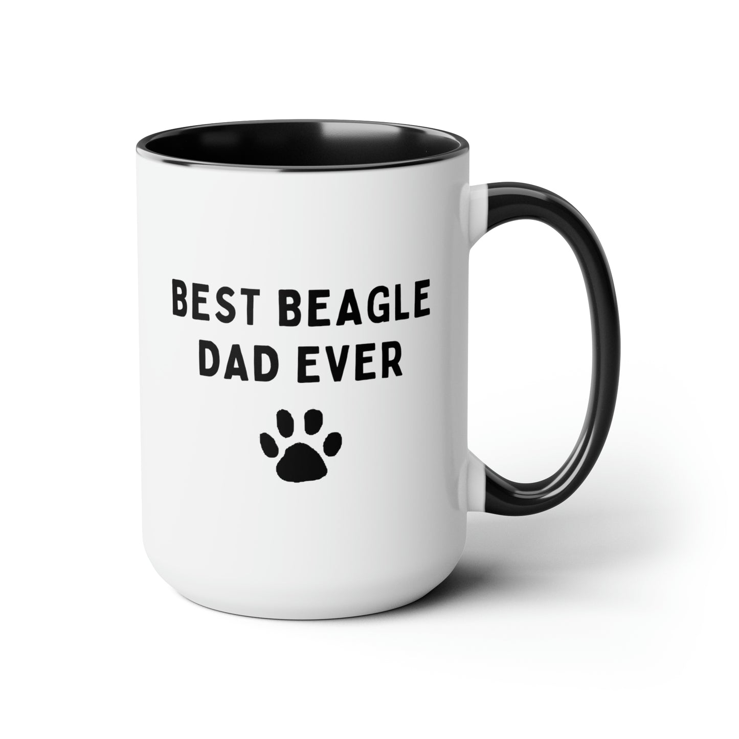 Best Beagle Dad Ever 15oz white with black accent funny large coffee mug gift for father's day him granddad dog lover pet owner furparent  waveywares wavey wares wavywares wavy wares