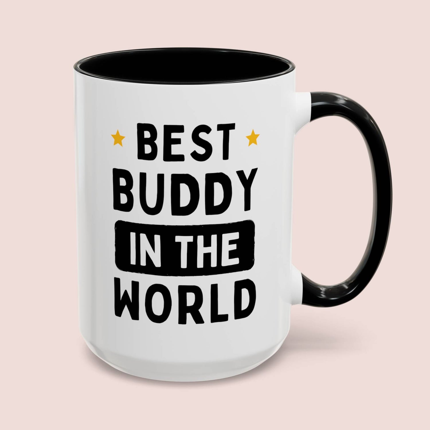 Best Buddy In The World 15oz white with black accent funny large coffee mug gift for friend dad mentor BFF BBF ever waveywares wavey wares wavywares wavy wares cover