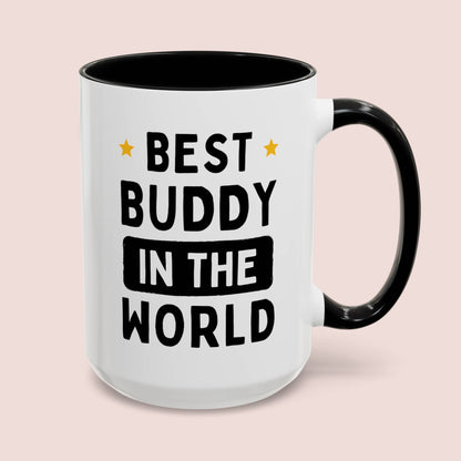 Best Buddy In The World 15oz white with black accent funny large coffee mug gift for friend dad mentor BFF BBF ever waveywares wavey wares wavywares wavy wares cover