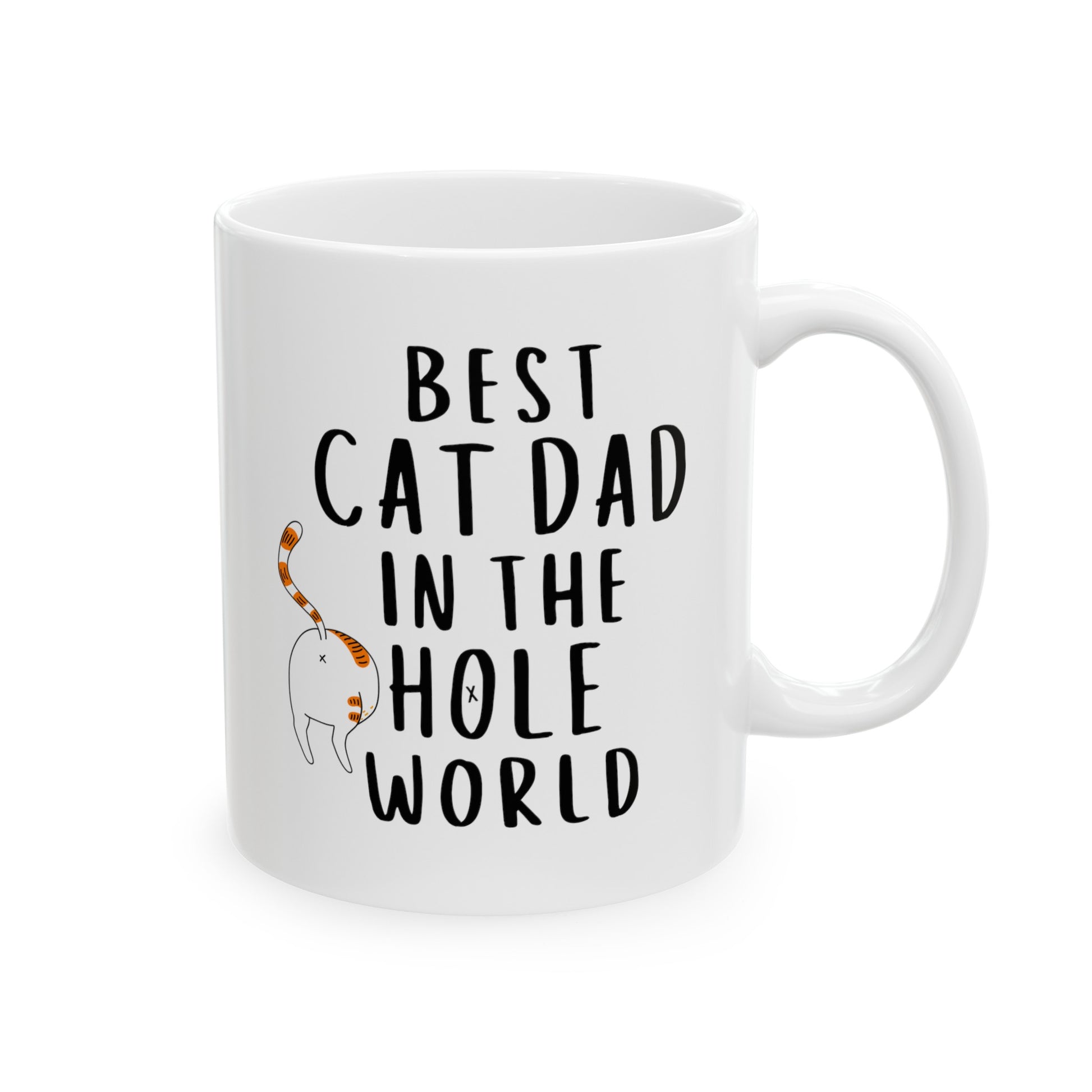 Best Cat Dad In The Hole World 11oz white funny large coffee mug gift for father's day furdad furparent waveywares wavey wares wavywares wavy wares