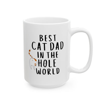 Best Cat Dad In The Hole World 15oz white funny large coffee mug gift for father's day furdad furparent waveywares wavey wares wavywares wavy wares