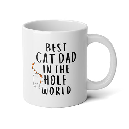 Best Cat Dad In The Hole World 20oz white funny large coffee mug gift for father's day furdad furparent waveywares wavey wares wavywares wavy wares