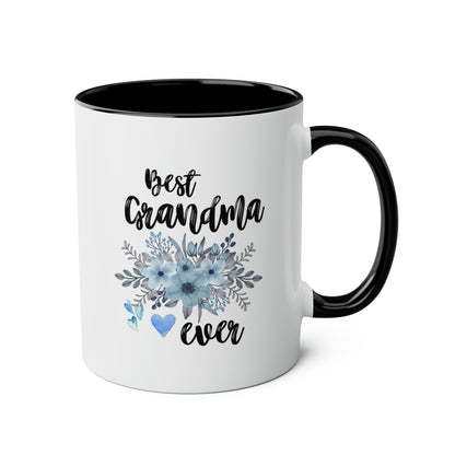 Best Grandma Ever 11oz white with black accent funny large coffee mug gift for­ grandmother mother's day flowers floral waveywares wavey wares wavywares wavy wares